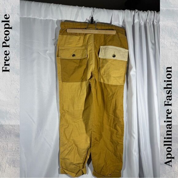 FREE PEOPLE MIXED UP UTILITY PANTS IN TAN COMBO SIZE MEDIUM NEW - Picture 5 of 7